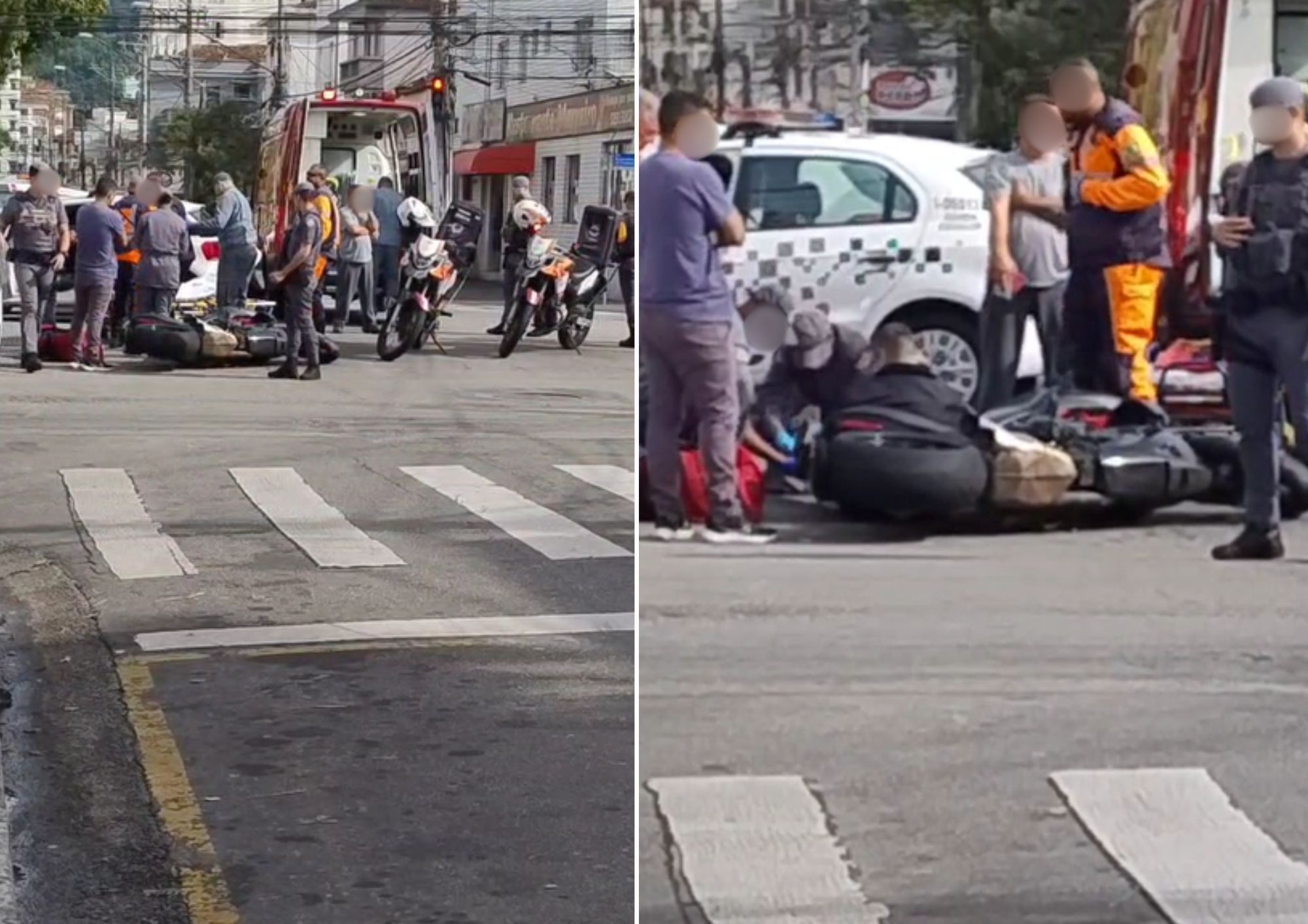 PM de folga fratura perna após colisão entre moto e caminhão em Santos, SP | Santos e Região