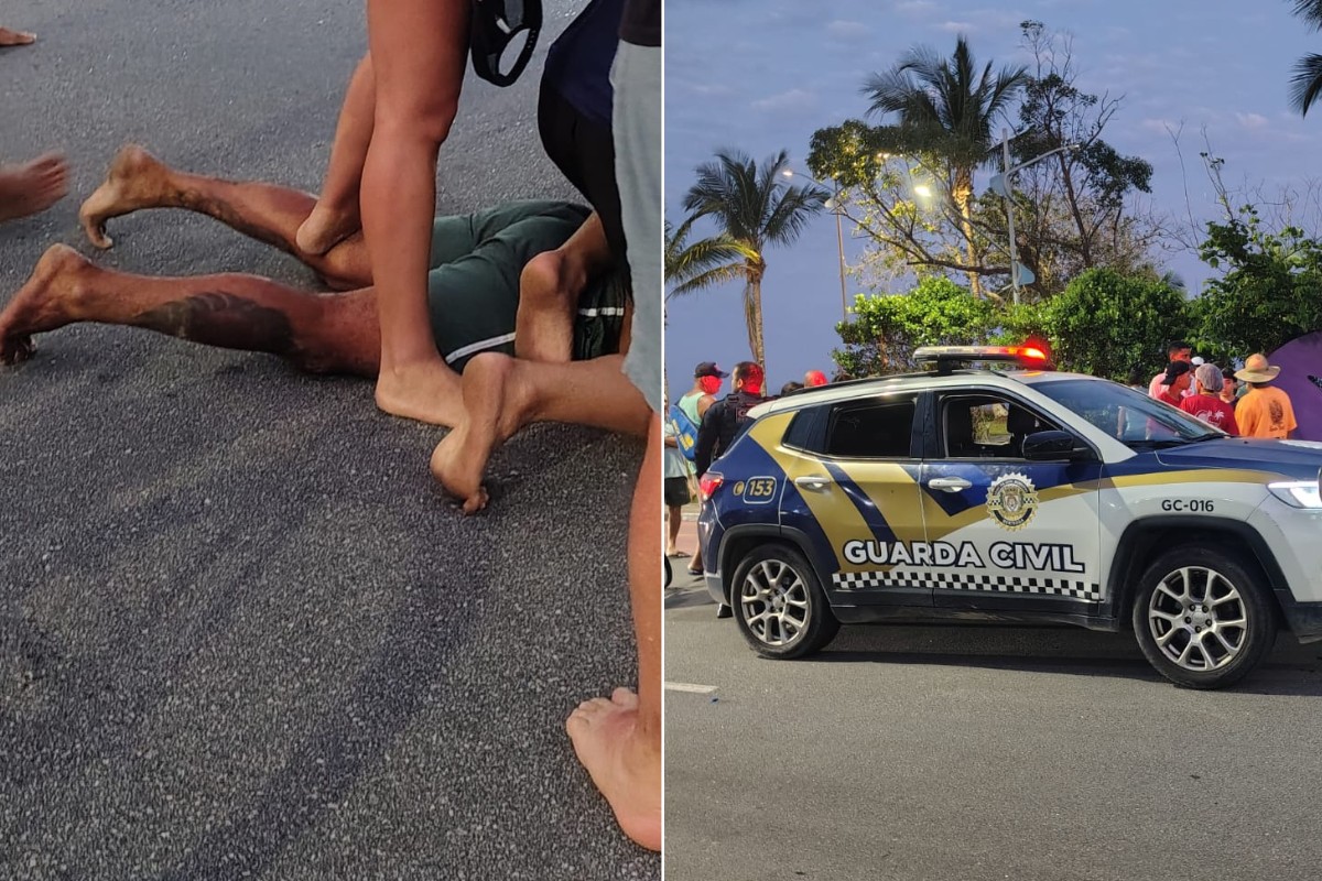 Criminoso joga bicicleta em homem, rouba joias e é imobilizado