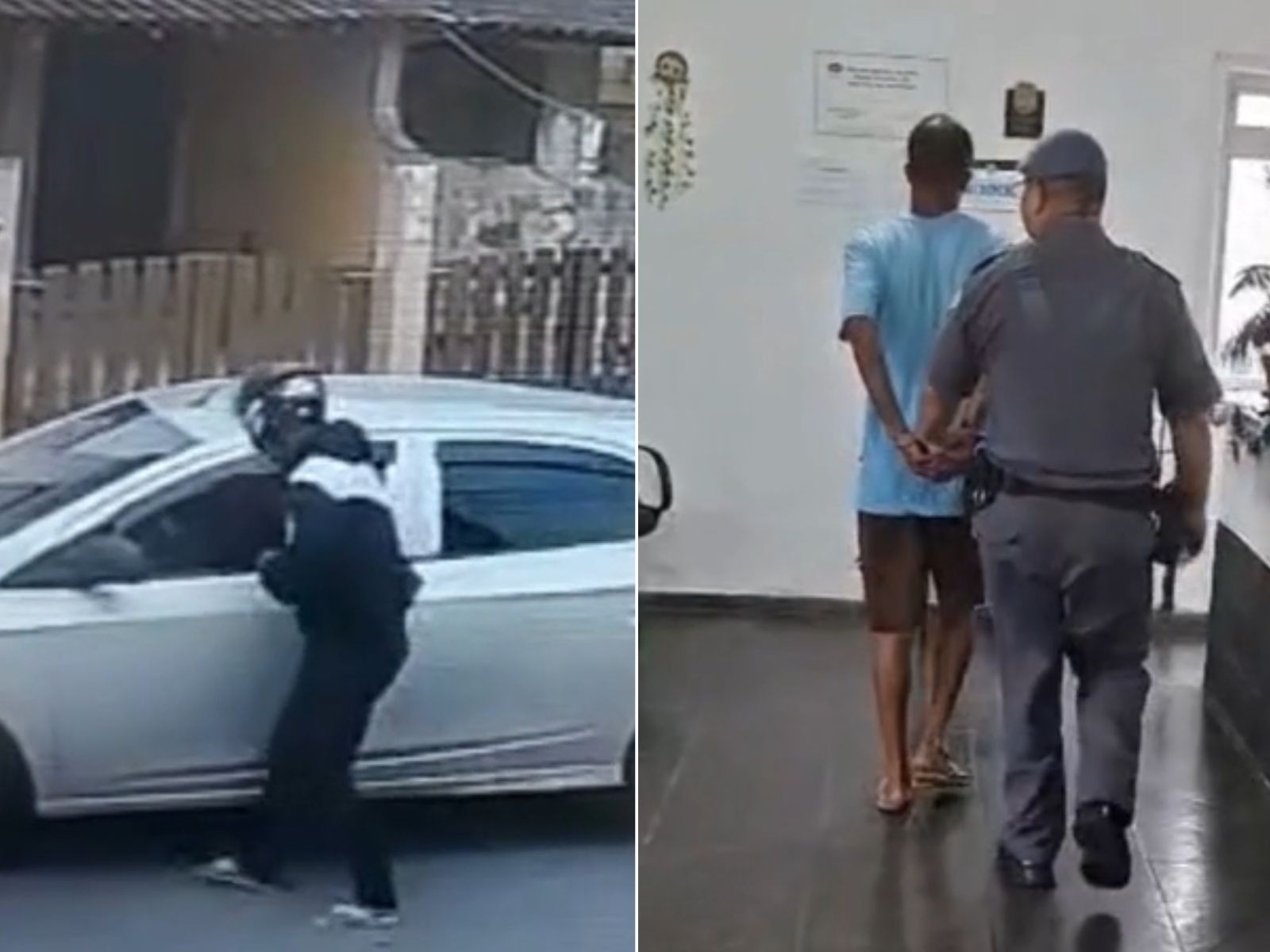 Homem é preso após roubar carro no litoral de SP; câmera flagrou o crime