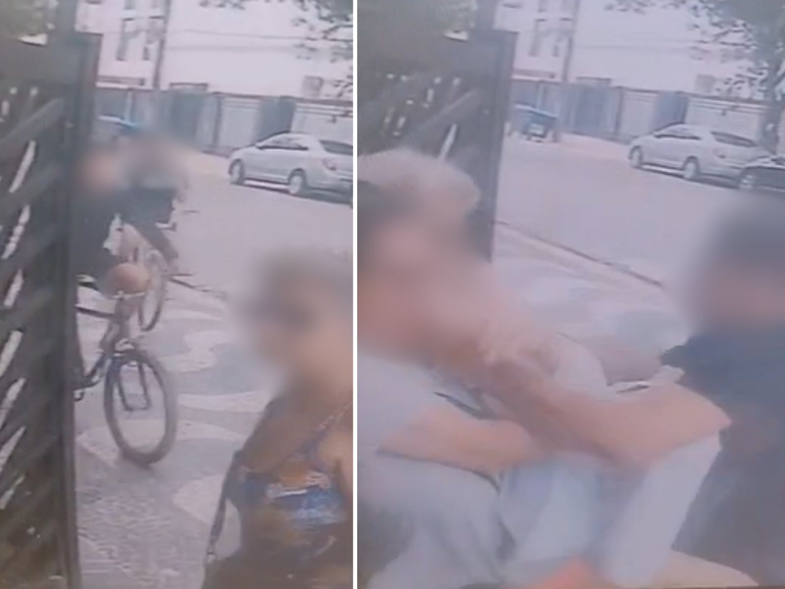 Adolescentes são filmados roubando mulheres na porta de casa em Santos