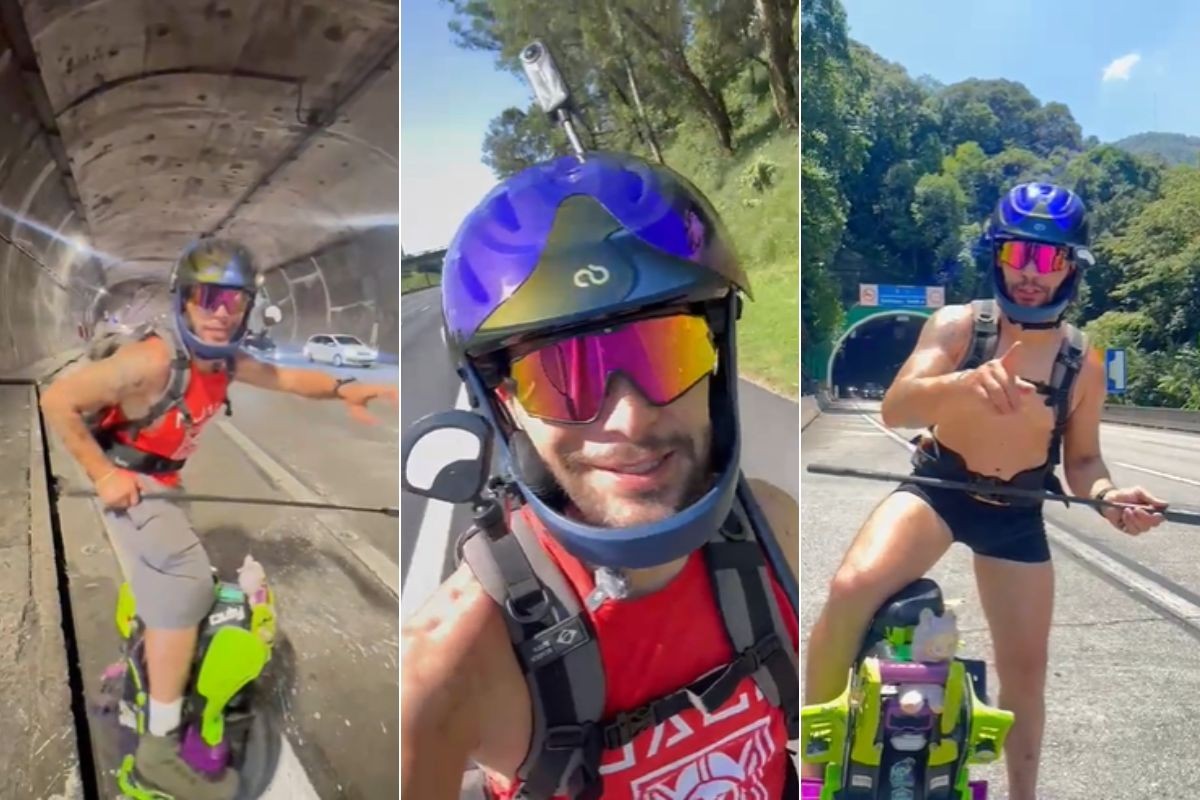 Dentista viaja de São Paulo a Santos sobre uma roda atingindo até 90 km/h: 'experiência sensacional'; VÍDEO