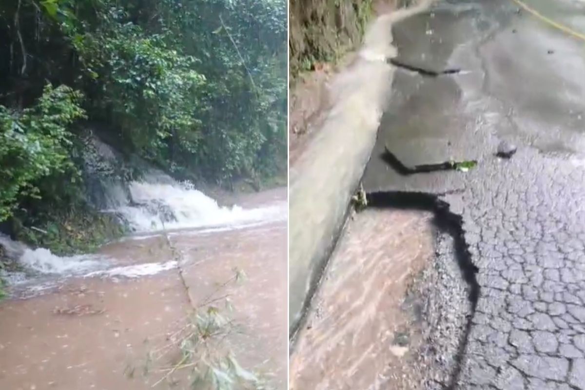Serra do Guaraú é interditada após deslizamentos e fortes chuvas no litoral de SP; VÍDEO