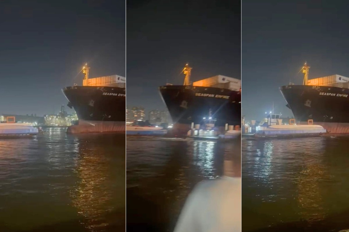 VÍDEO: Navio cargueiro bate em duas balsas no Porto de Santos
