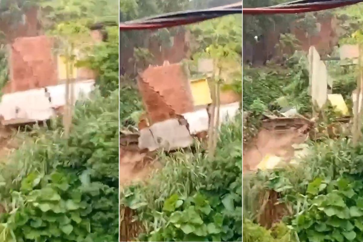 Vídeo mostra casa desabando durante temporal no litoral de SP; Defesa Civil emite alerta e sirene