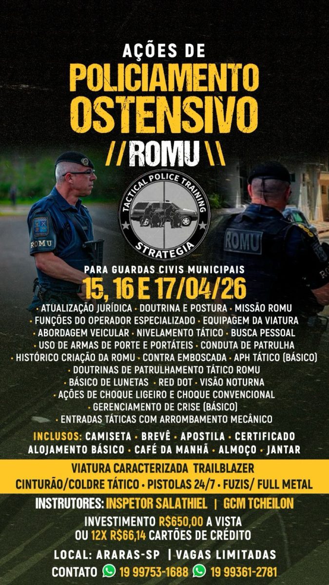 Curso de Ações de Policiamento Ostensivo da ROMU será realizado em Araras