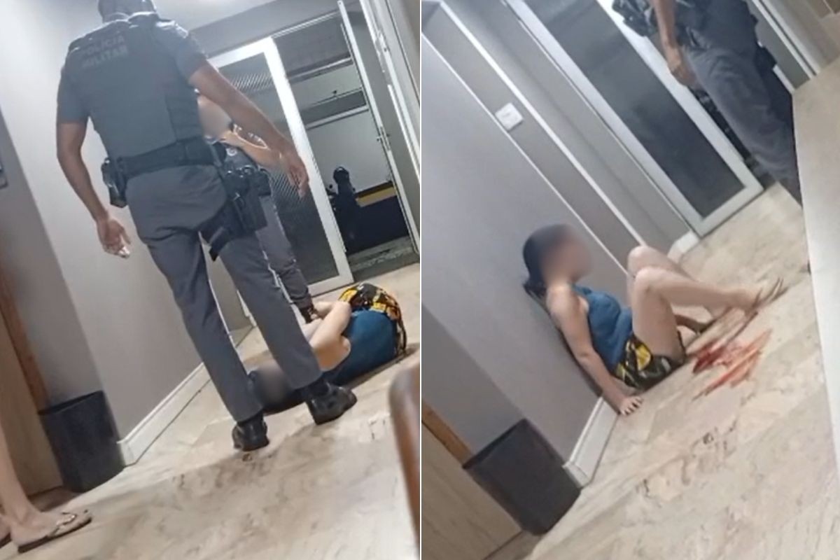 Policial militar filmado chutando rosto de mulher em surto é afastado