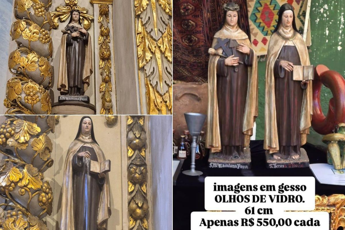 Imagens de santas furtadas de convento são encontradas em antiquário