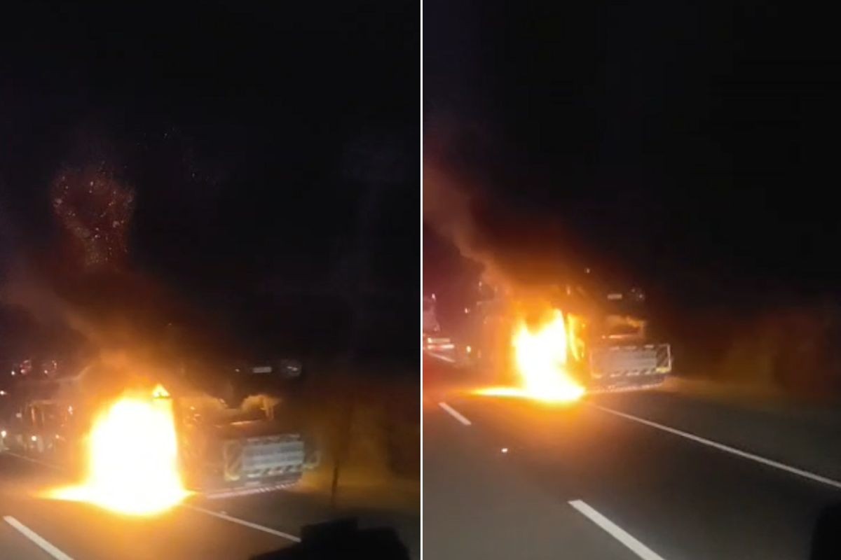 Caminhão-cegonha em chamas na Régis Bittencourt destrói 13 veículos; VÍDEO