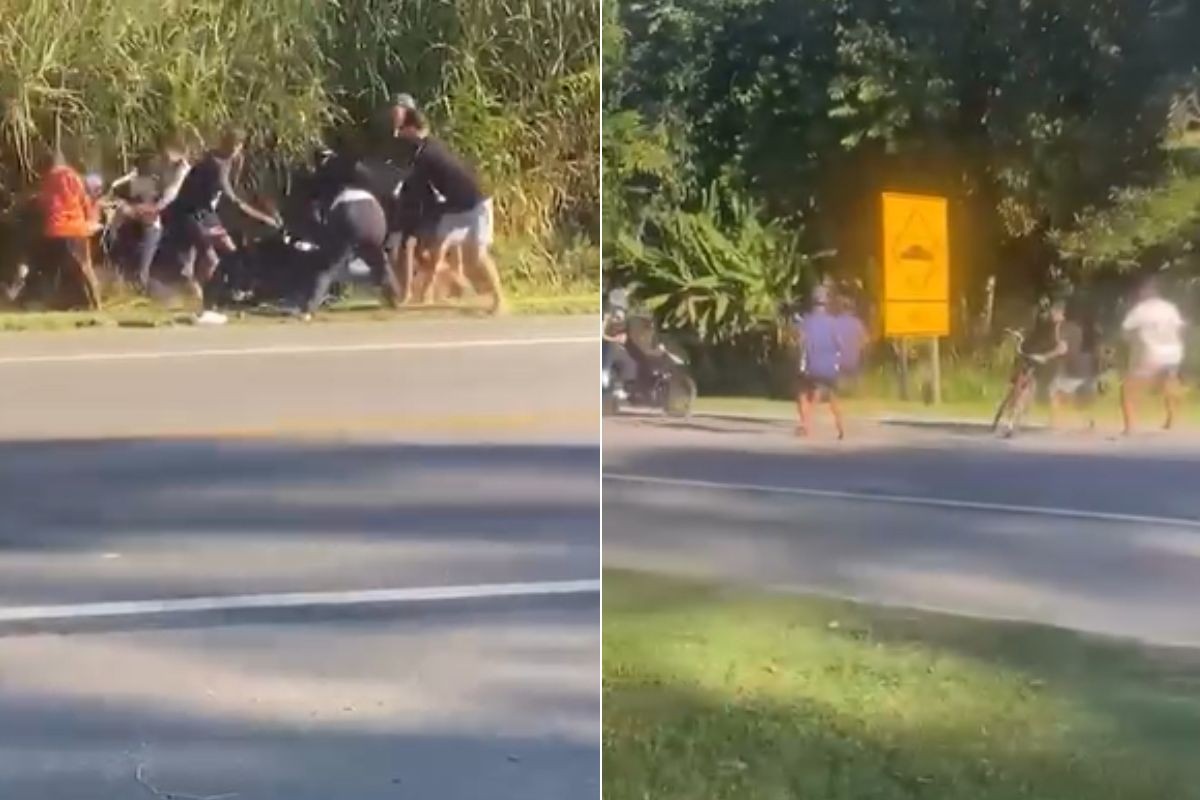 Casal é derrubado de moto, agredido a pauladas e suspeitos divulgam o crime na web; ASSISTA