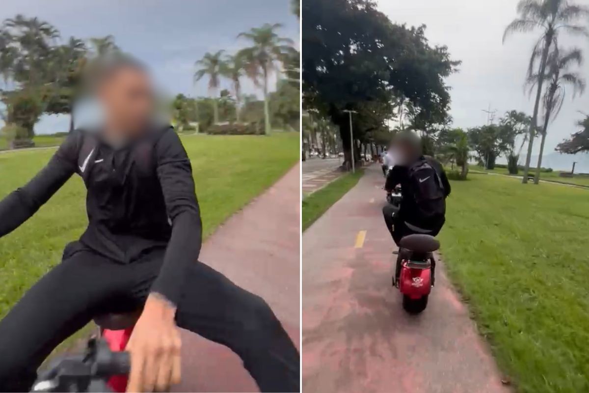 Ciclista é agredido em Santos por condutor de autopropelido; vídeo
