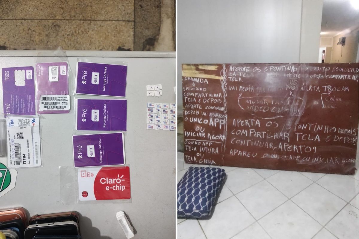 Polícia descobre central de estelionato com lousas de passo a passo para aplicar golpes em SP