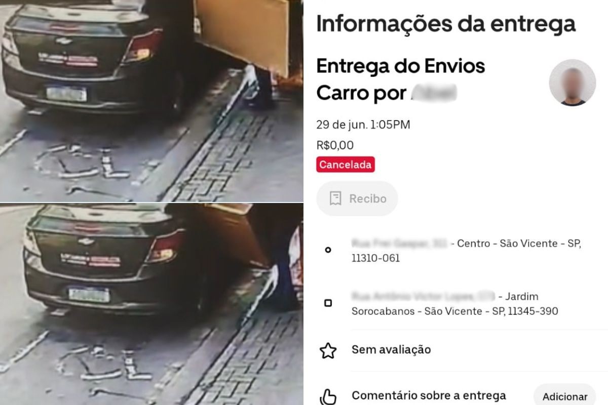 Motorista de app cancela corrida e furta TV no litoral de SP; VÍDEO