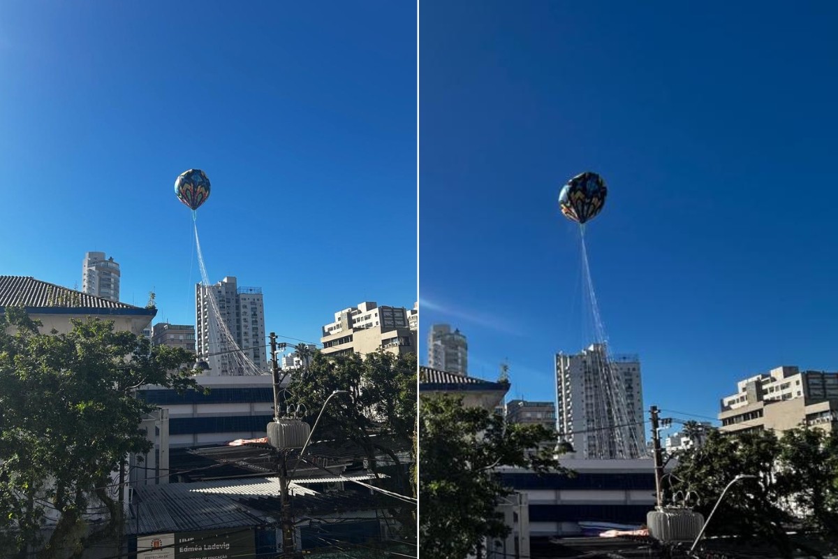 VÍDEO: Balão cai em escola e igreja no Gonzaga, em Santos, SP